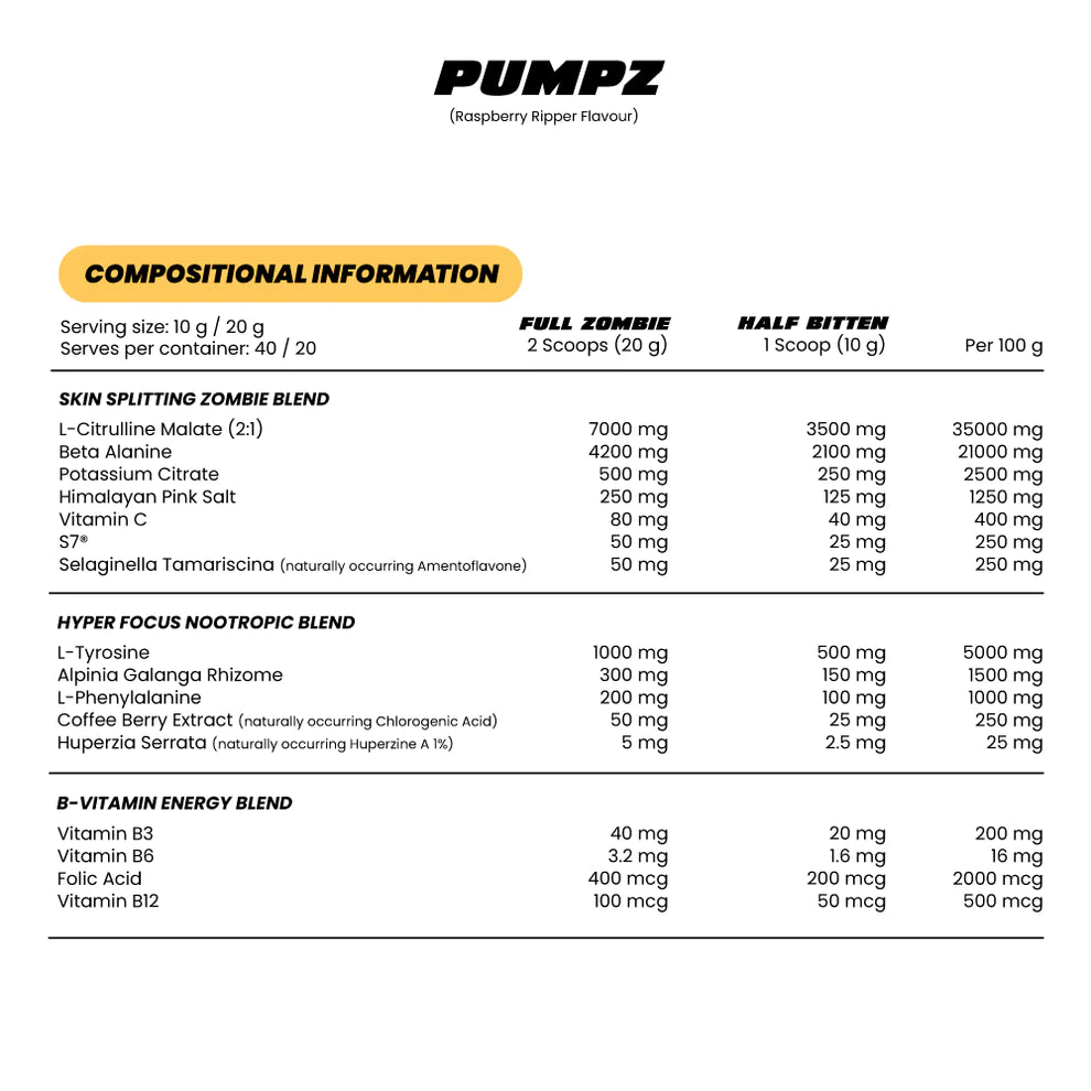 Pumpz Non Stimulant Pump + Nootropic Pre-Workout