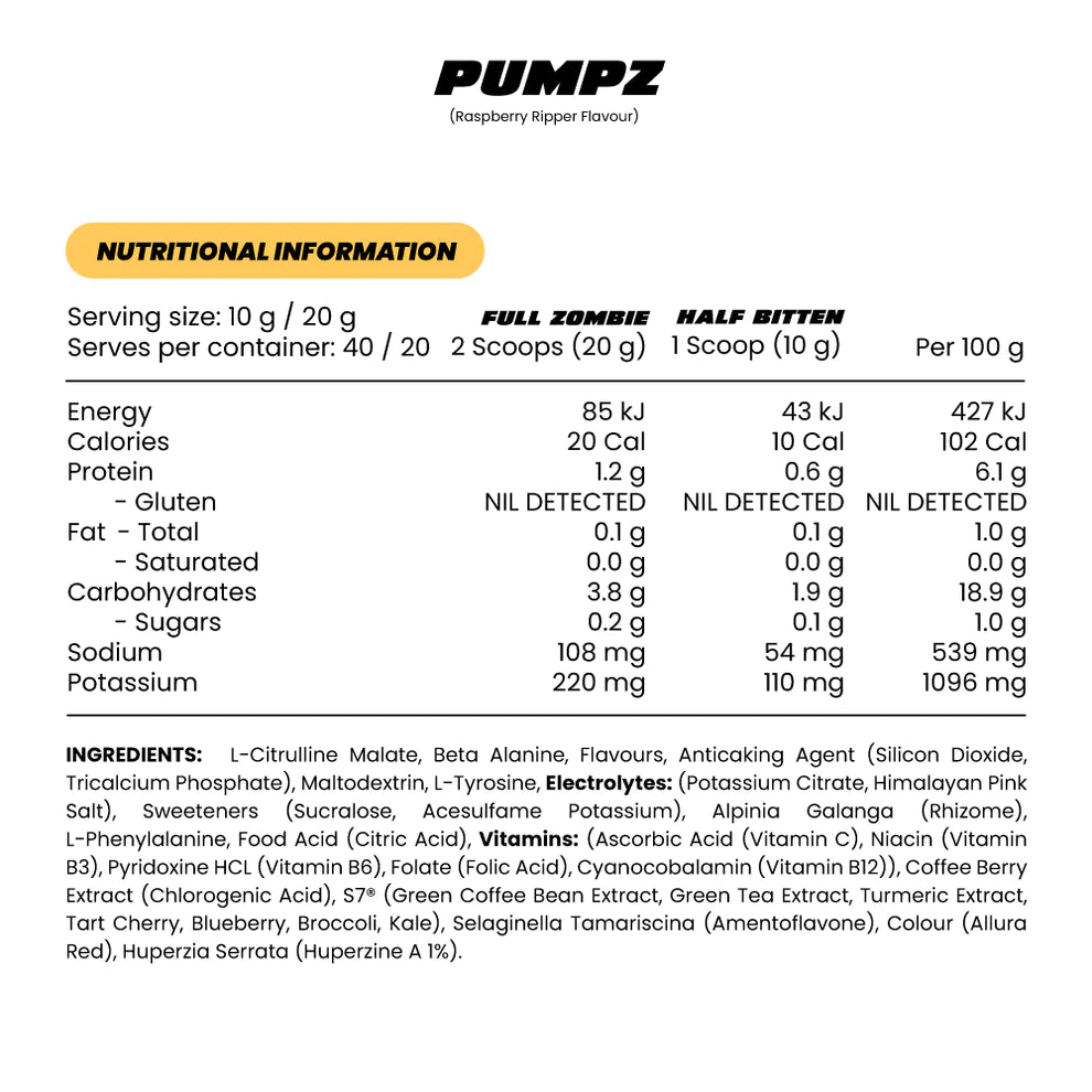 Pumpz Non Stimulant Pump + Nootropic Pre-Workout
