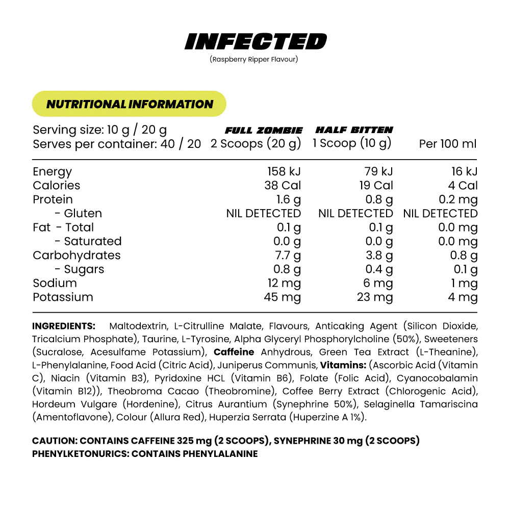 Infected - High Stim Nootropic Pre-Workout (No Tingles)